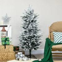 HOMCOM Sapin de Noël artificiel, pin naturel enneigé 267 branches de neige ouverture automatique base en acier 135 cm vert(m-10)