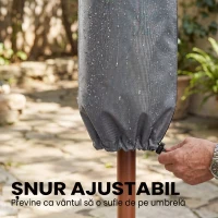 Outsunny Husă impermeabilă pentru umbrelă, protecție umbrelă cu fermoar și șnur, gri(m-6)