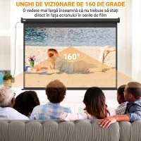 HOMCOM Ecran pentru Proiector 100" Format 4:3 Reglabil cu Telecomandă, 203x152cm, Negru(m-5)