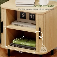 HOMCOM Nightstand with Sliding Doors and Metal Legs Oak Tone(m-6)