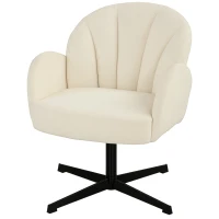 HOMCOM Sillón giratorio de salón sillón auxiliar acolchado en terciopelo respaldo en forma de concha cojín con muelles beige(m-8)