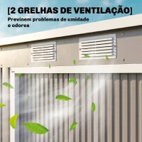 Outsunny Abrigo de Jardim 213x130x172 cm Abrigo de Exterior de Aço Galvanizado com Porta Corredeira para Armazenamento Cinza Claro(m-7)