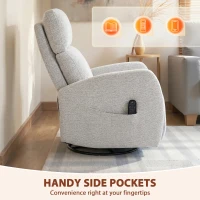 HOMCOM Sillón reclinable de masaje con calefacción, sillón de relajación en chenilla, respaldo ajustable, giro 360°, crema(m-4)