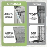 Outsunny Abrigo de Jardim Exterior de HDPE 940L com Tampa Dobrável e 2 Portas, Fecho para Armazenamento 142x67x119 cm Cinzento Claro(m-6)