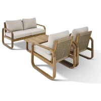 Salon de jardin - Bois d'acacia - 4 personnes - BOHEMIA - Creme(m-6)