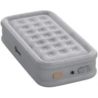 Outsunny Materasso Gonfiabile Singolo con Superficie Floccata, Pompa di Gonfiaggio e Borsa di Trasporto, Grigio(m-11)