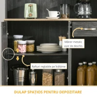 HOMCOM Bufet de Bucătărie cu Sertar și Blat, Uși și Rafturi Reglabile, 101x39x180 cm, Negru(m-6)