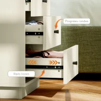 HOMCOM Commode 4 tiroirs moderne, meuble de rangement pour chambre à coucher, salon, entrée, 47 x 29 x 75 cm, crème(m-6)