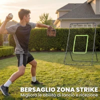 HOMCOM Rete Elastica Rimbalzo da Baseball, Rete per Lanci Battute di Baseball Rimbalzatore Portatile, Rete da Calcio, per Softball, 90x80x140cm, Nero(m-5)