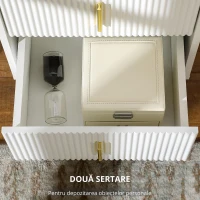 HOMCOM Noptieră cu 2 Sertare cu Mânere și Picioare Metalice Alb și Aur(m-5)