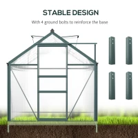 Outsunny 6 x 10ft Polycarbonate Greenhouse - Large Walk-In Green House with Sliding Door and Window, Garden Plant Grow House with Aluminium Frame and Foundation, Dark Green(m-18)