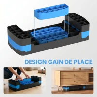 SPORTNOW Stepper Fitness Aérobic 3 Niveaux, Hauteur Réglable 10/15/20 cm avec Rehausses, Surface Antidérapante, 68x29x20cm, Bleu(m-7)