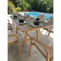 Ensemble repas de jardin - Bois d'acacia - 6 places - 170 x 90 cm - Serena(m-3)