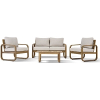 Salon de jardin - Bois d'acacia - 4 personnes - BOHEMIA - Creme