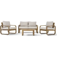 Salon de jardin - Bois d'acacia - 4 personnes - BOHEMIA - Creme(m-1)