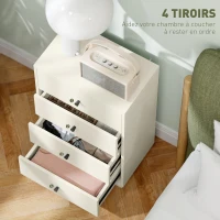HOMCOM Commode 4 tiroirs moderne, meuble de rangement pour chambre à coucher, salon, entrée, 47 x 29 x 75 cm, crème(m-4)
