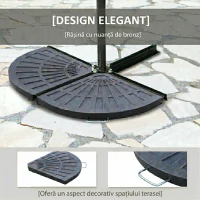 Outsunny Set de 2 Greutăți pentru Umbrelă cu Bază în Cruce, 28 kg, Design în Formă de Evantai, din Colofoniu, 66x47x4.2 cm, Bronz(m-4)