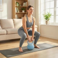 SPORTNOW Kettlebell 8 kg Recheado com Areia Metálica e Cabo Antideslizante para Treino 27x20x20 cm Azul Claro(m-9)