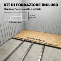 Outsunny Capanno Attrezzi con Tetto Inclinato, 2 Ingressi e Prese d'Aria, in Acciaio Zincato, 213x130x172 cm, Grigio(m-6)