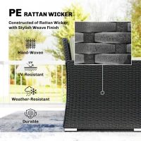 Outsunny 7 Pieces PE Rattan Garden Furniture Set, 50,000 BTU Gas Fire Pit Table, Double Corner Sofa and 3 Footstools(m-4)