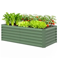 Outsunny Jardinière surélevée en acier galvanisé, lit de jardin avec fond ouvert, 180 x 90 x 57,5 cm, vert clair(m-1)