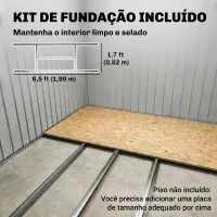 Outsunny Abrigo de Jardim 213x130x173  Abrigo de Exterior de Aço Galvanizado com Porta Corredeira para Armazenamento Cinza Escuro(m-6)