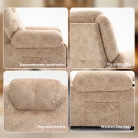 HOMCOM Sillón Relax Reclinable Manual, Sillón Relax de Terciopelo con Reposabrazos, Reposapiés, Acolchado Grueso, Butaca Reclinable hasta 135º para Salón, Dormitorio, Oficina, Beige(m-6)