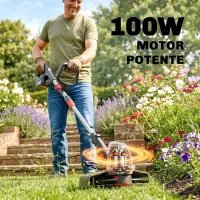 Outsunny Desbrozadora Batería 18V con 2 Baterías de 4.0Ah y Cargador Barra Ajustable Cabezal y Mango Regulables Plateado(m-5)