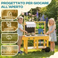 AIYAPLAY Cucina Giocattolo in Legno per Bambini con 15 Accessori, da Interno ed Esterno, Giallo(m-6)