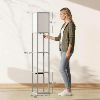 HOMCOM Floor Lamp with Shelves, 3 Layer Column Modern Standing Lamp for Living Room, Bedroom, Office, Grey(m-3)