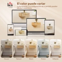 HOMCOM Juego de 2 Mesitas de Noche Flotantes con Cajón de Ratán Ahorra Espacio Diseño Moderno 40x30x15 cm Natural(m-8)