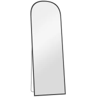 HOMCOM Oglindă de podea și perete modernă din aliaj de aluminiu cu suport pliabil, 50x170 cm, negru(m-1)