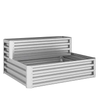 Outsunny Caixa de Cultivo de 2 Níveis em Aço Galvanizado com Design em Escada e Fundo Aberto  120x101x58 cm Prata(m-1)