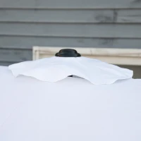 Outsunny Umbrela de soare de gradina basculabila dubla cu deschidere cu manivela, copertina cu orificii cu ventilatie si 12 nervuri, 295x152x222cm, alb(m-9)