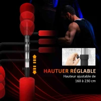HOMCOM Sac de frappe sur pied 4 en 1 punching ball autonome balles de vitesse barre rotative gants 88 x 50 x 160-230 cm rouge(m-5)
