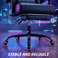 HOMCOM Ergonomischer Gaming-Stuhl, Gaming-Sessel mit massierendem Lendenkissen, neigbar, höhenverstellbar, schwarz(m-4)