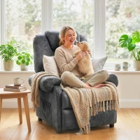 HOMCOM Sillón Relax Reclinable Manual Sillón Relax de Terciopelo con Reposabrazos Reposapiés Acolchado Grueso Negro(m-7)