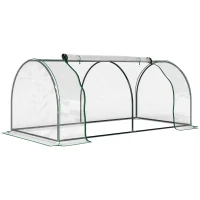 Outsunny Serre de Jardin Tunnel mini serre tunnel serre à tomates 2L x 1l x 0,8H m Grande Porte zippée bâche Plastique Transparent métal époxy Vert(m-12)