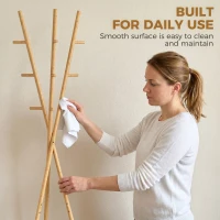 HOMCOM Albero Porta Abiti con 9 Ganci e 2 Ripiani, Naturale(m-6)