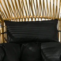 Outsunny Fotoliu de Grădină tip Ou cu Tetieră și Perne pentru Șezut, din Ratan și Oțel, 89x75x143 cm(m-9)