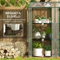 Outsunny Serra da Giardino con Copertura in PE, 6 Mensole e 2 Porte Avvolgibili, 143x46x151cm, Trasparente(m-5)