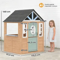 AIYAPLAY Casinha Infantil Exterior e Interior de Madeira com Porta para Animais de Estimação Casinha de Brincar 115,5x97,3x140 cm Madeira(m-3)