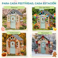 AIYAPLAY Casita Infantil Exterior e Interior de Madera con Puerta para Mascotas Cocina de Juguete Media Puerta Madera Natural(m-9)
