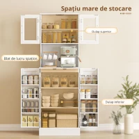 HOMCOM Dulap de bucătărie, raft reglabil, blat, uși din acril, orificiu pentru cablu, pentru living, bucătărie, sufragerie, MDF, Alb(m-7)