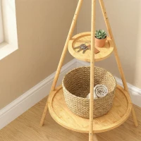 HOMCOM Albero Porta Abiti con 9 Ganci e 2 Ripiani, Naturale(m-9)