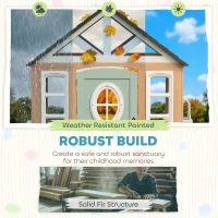 AIYAPLAY Wooden Playhouse for Kids, Wendy House with Pet Door, Play Kitchen, Half Door and Windows for Indoor Outdoor, Ages 2+(m-5)