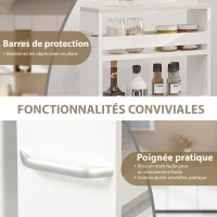 kleankin Chariot de rangement à 3 niveaux chariot de stockage étagère sur roulettes pour cuisine étroite salle de bain buanderie bureau avec poignée - 48 x 15 x 80 cm blanc(m-7)