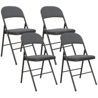 HOMCOM Lote de 4 sillas plegables y portátiles de interior con asientos y respaldos acolchados en terciopelo, armazón de acero, gris oscuro