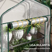 Outsunny Sera pentru Balcon cu 3 Niveluri și Ușă Rulabilă, Sera pentru Grădină cu Structură din Oțel și Acoperire PVC, pentru Plante, Legume, Flori, Fructe, 59x39x127 cm, Transparentă(m-6)
