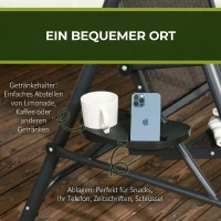 Outsunny Balansoar cu 3 Locuri, Balansoar de Gradina cu Copertina Ajustabila, Scaun din Ratan si Cadru de Otel(m-7)